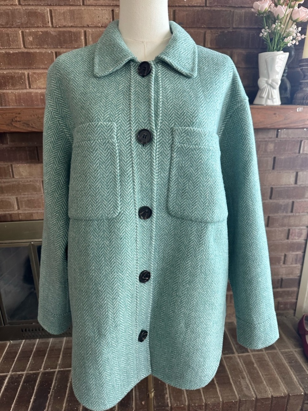 Rails Connie Wool Blend Chevron Shacket Mint M GUC Cabincore - Picture 4 of 8